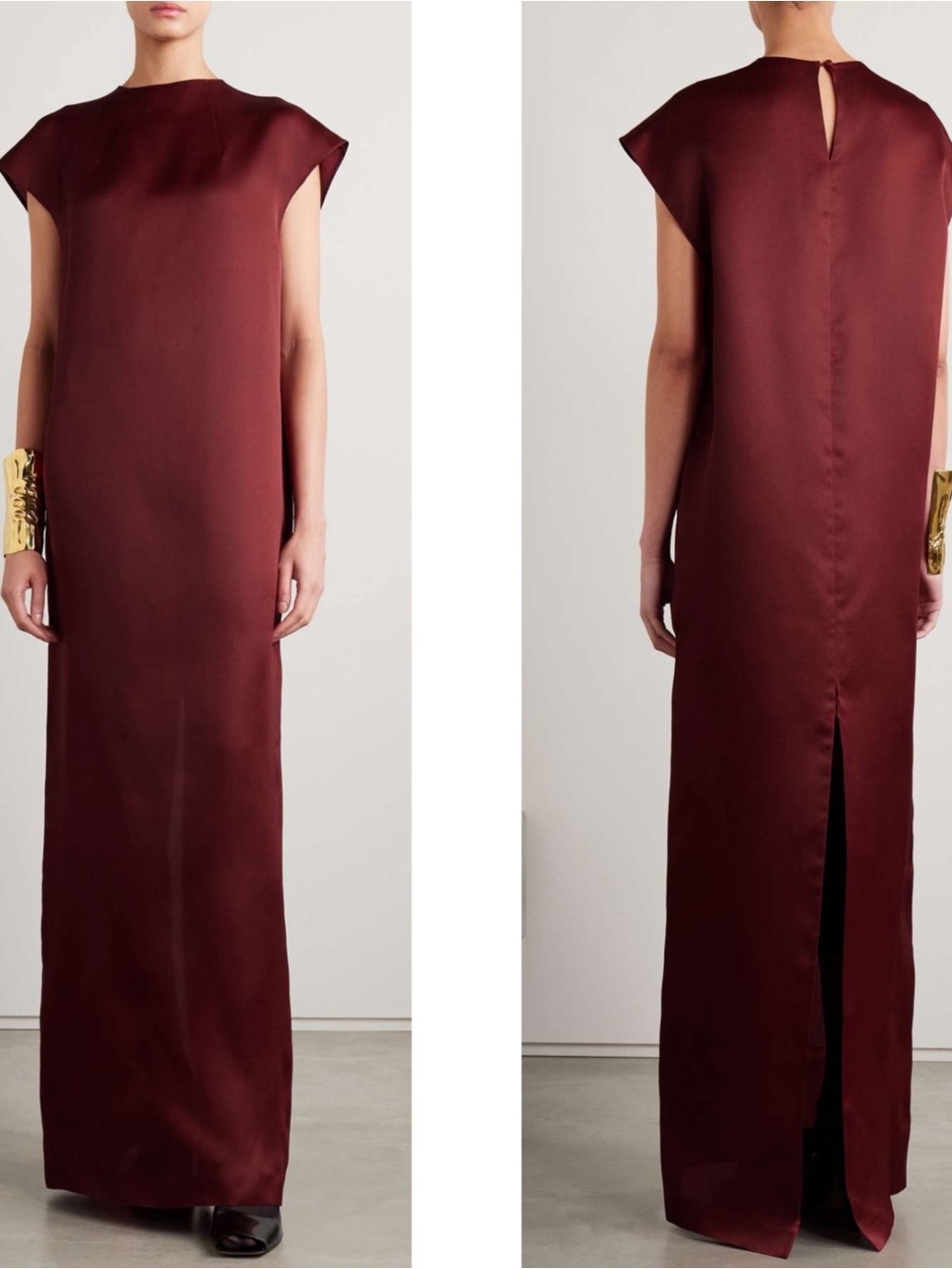 KHAITE Lohan Silk Organza Burgundy Red Maxi Dress Size 0